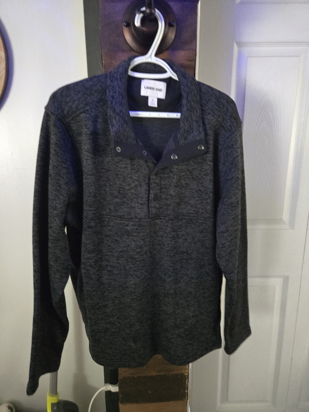 Lands' End Men's Charcoal Snap-Placket Pullover